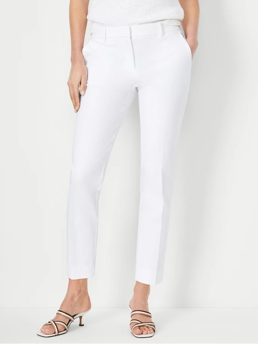 Ann Taylor The Eva Linen Blend Ankle Pants White Size 8 NWOT